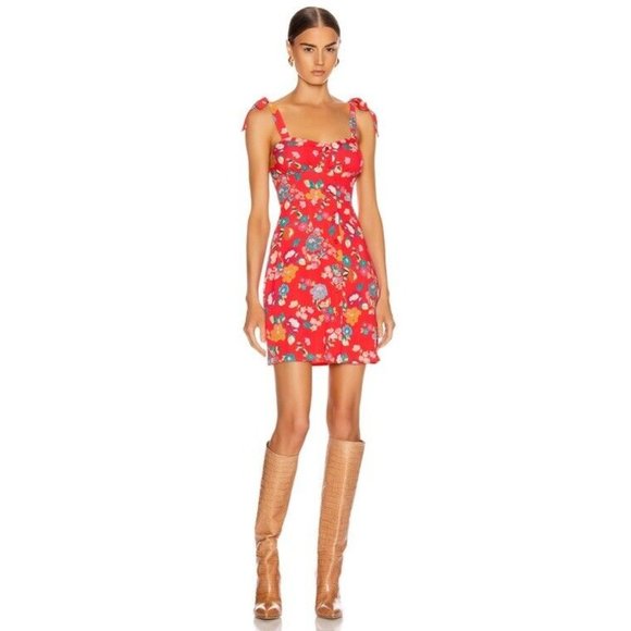 ANDAMANE Donna Mini Dress Floral Red - Picture 1 of 9